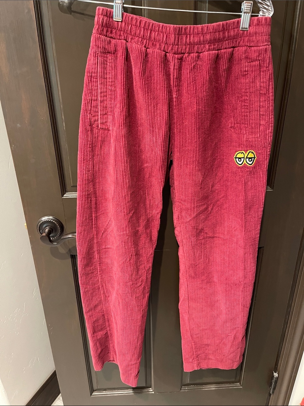 Empyre Red Corduroy Men’s Pants with Embroidered Patch